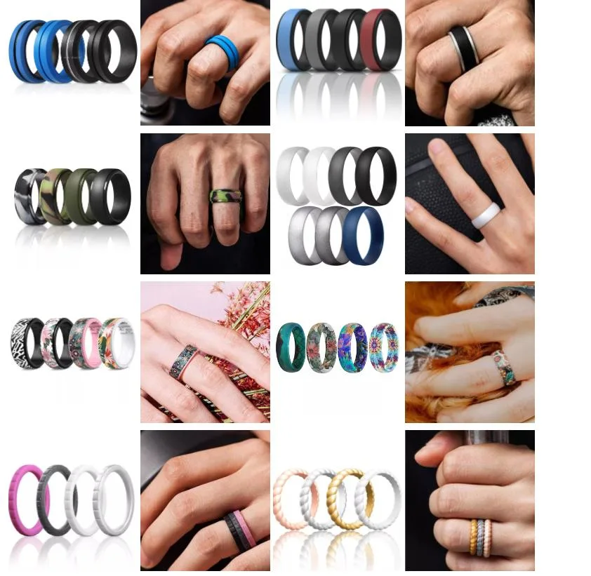 Fashion Design Durable Sports Silicone Finger Ring for Men Women