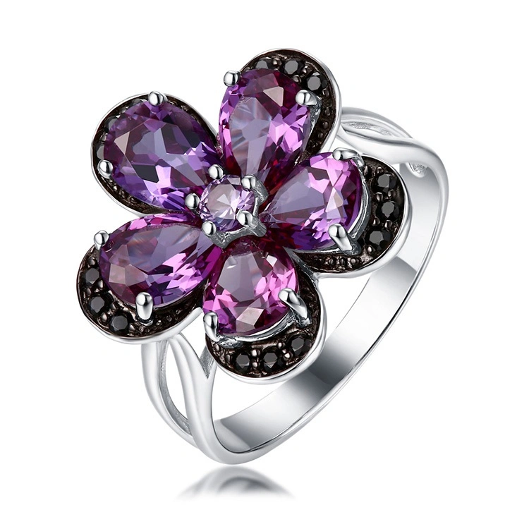 925 Silver &amp; CZ Flower Design Ring Fashion Customized Jewelry Jewellery