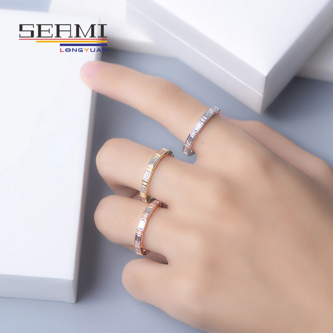 Minimalist Geometric Cubic Zirconia Gold Eternity Couple Rings for Women