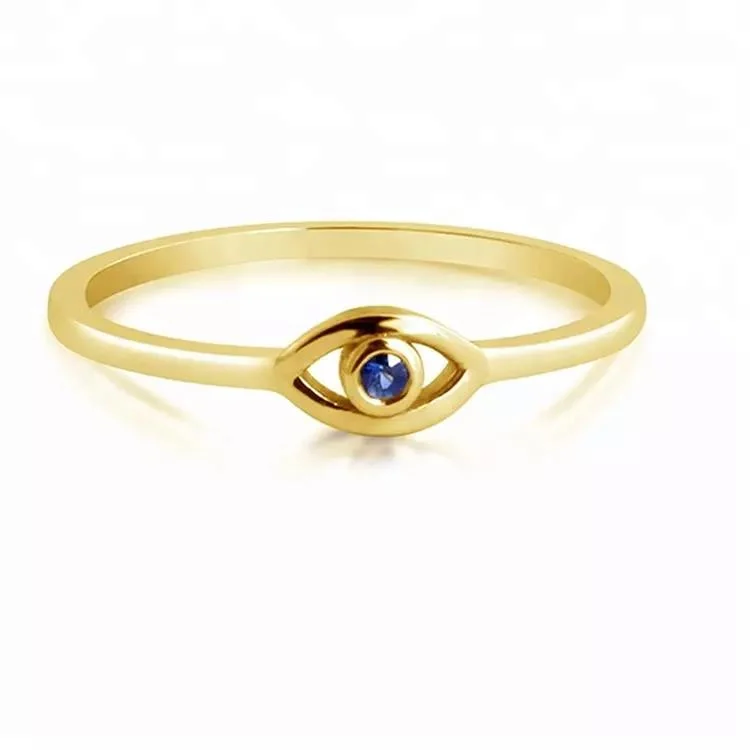 Evil Eyes Shape Finger Gold Plated Jewelry Zirconia Ring for Girls