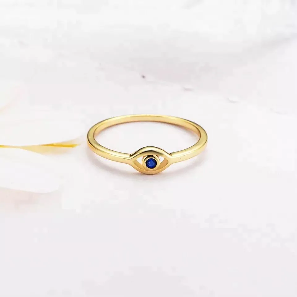 Evil Eyes Shape Finger Gold Plated Jewelry Zirconia Ring for Girls