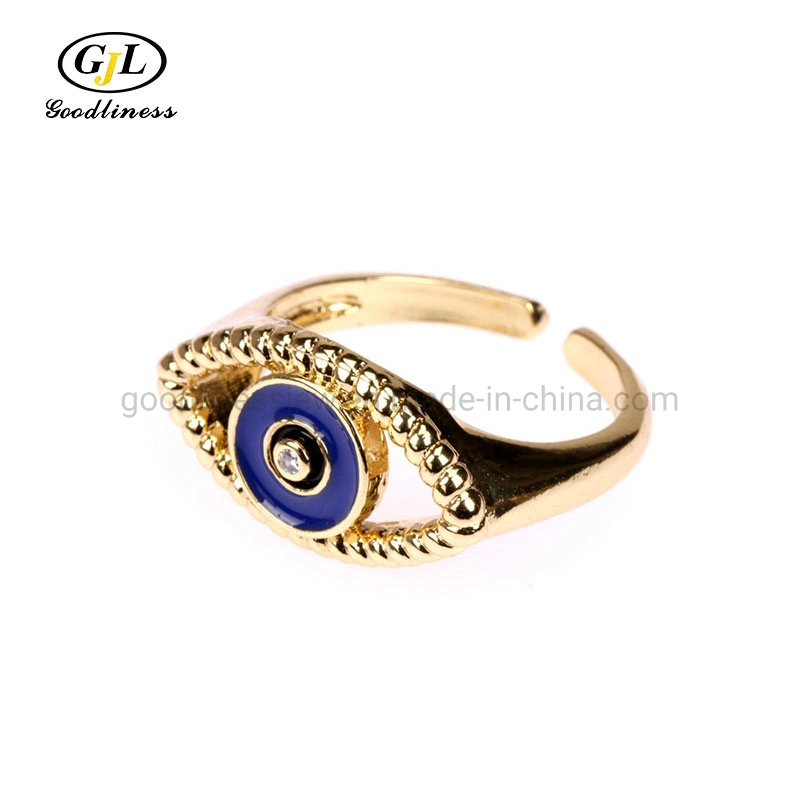 Antique Punk Gold Filled Plated Diamond Evil Eye Mens Ring