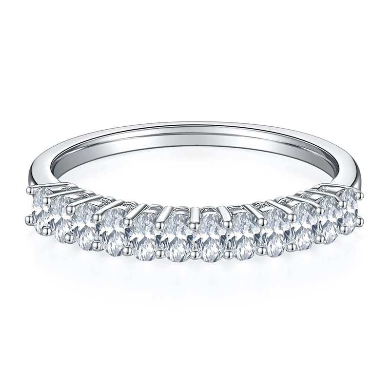 Custom Trendy Rings Custom Fancy Moissanite Eternity Ring Women Jewelry Engagement 925 Sterling Silver Wedding Ring