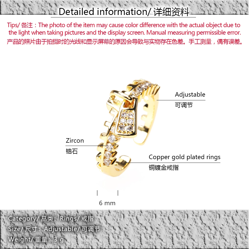 Vintage Style High Quality Fashion Zircon Adjustable Women&prime;s Ring