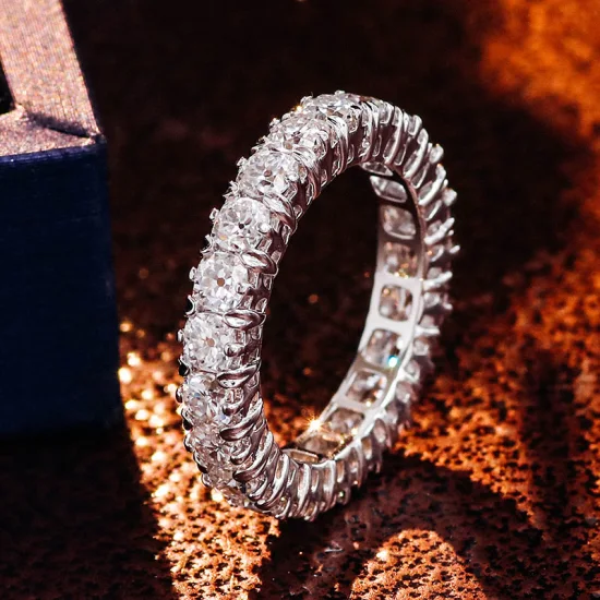 14K Gold Fashion Rings Def Vvs Moissanite Round Oec Eternity Wedding Ring Band 10K 18K Gold for Women Bridal Rings to Marry