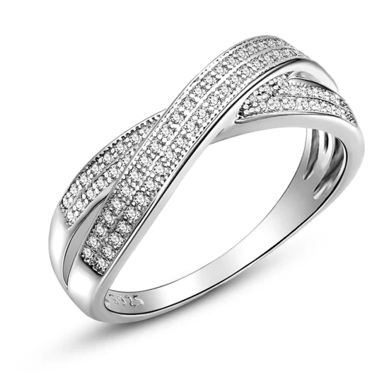 Wholesale Sterling Silver jewelry Luxury Micro Pave Shining CZ Cross Ring for Man