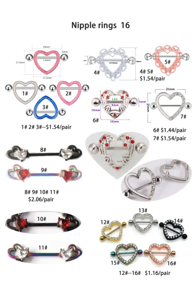 Various Styles Heart Nipple Rings