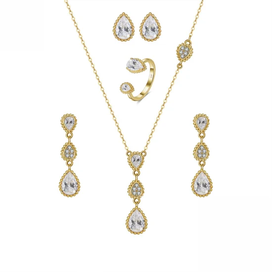Votum Fashion Luxury 9K Real Gold Necklace Earring Ring Diamond Jewellery Moissanite Gra Certificate Women Handmade Accessories Customization Jewelry Set