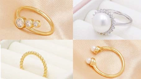 Double Freshwater Pearl Ring Made of Sterling Silver with 18K Real Gold Plated