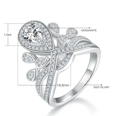 High Quality Costume Jewelry Fashion 925 Silver Wedding Ring for Wholesale