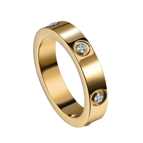 Fashion Fine Gold Plated Heart Brand Rings Luxury Stainless Steel Designer Jewelry Rings for Women Men