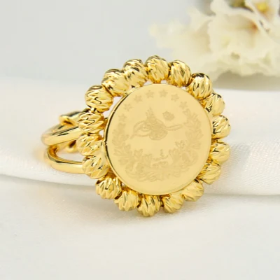 Latest Arrival Charm Coin Jewelry Turkish Ring Adjustable Gold Coin Rings for Women