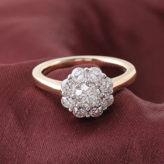 Fashion Flower Design 1.5 Carat CT Moissanite Ring 14K Gold White Gold Engagement Ring for Wedding